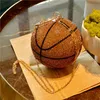 Designer- Basketball Round Ball Gold Clutch Purses Crossbody for Women Evening Rhinestone Handväskor Ladies Party Shoulder Bag Pink 296e