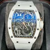 RM Wrist Watch Pilot Watch RMWatches Wristwatch RM72-01 Men's Series RM72-01 White Ceramic Flyback/Reverse Jump Chronometer Men's Watch Automatic Mechanical