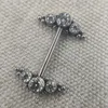 Anello per piercing al capezzolo con filettatura interna ASTM 36 per impianto 14G con gioielli per il corpo a grappolo CZ 240127