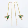 Boucles d'oreilles pendantes mode mignon 585 or Rose longue chaîne chaîne femmes divers Mini belle oiseau gland animal de compagnie réglable bijoux exclusifs