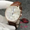 Hochwertige Uhr, roségoldenes Gehäuse, Chronograph, Sport, Batterieleistung, begrenzte Uhr, Quarz, professionelle Armbanduhr, Faltschließe, Herrenuhren, Lederarmband