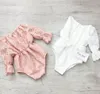 2020 infant Horn sleeve rompers lace climbing suit crocheted onepiece white pink full lace hollowout jumpsuits3667685