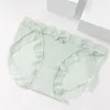 Women's Panties 3pcs Transparent Briefs For Women Sexy Ruffles Lace Mid Waist Cotton Antibacterial Crotch Underwear Perspective Girls