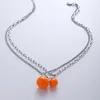 Hänghalsband Eetit uttalande dubbel skiktat orange harts persimmon halsband chic zinklegering krage kedja trendiga smycken femme gåva