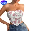 Women's custom strapless top strapless vest high definition heat transfer pattern fashion summer wear with backless highlight figure imitation cotton 123g white