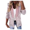 Giubbotti da donna Giacca con paillettes rosa Giacca da donna 2024 Autunno Casual Allentato Party Nightclub Costumi Office Ladies Slim Suit Cappotti