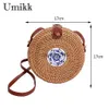 Shoulder Bags Round Straw Bag Women Woven Beac Crossbody Ladies Cute Soulder Raan andmade Knied New Fasion Small andbag BolsaH24219