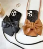 Luxury Bow Crossbody Telefonfodral för iPhone 13 Pro Max 12 11 XS XR XS Max 78 Kortpaket Neck Remsladdkedja Lanyard Case Cove4962339