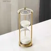 Dekorative Objekte Figuren 5/10/15 Minute ic Sanduhr Nordic Retro Glas Sanduhr Timer Metall Vintage Luxus Ornament Raumdekoration Kreatives Geschenk T240219