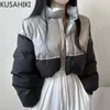 Trench da donna KUSAHIKI Corea Chic Autunno Inverno Vintage Cool Stand Collo Cerniera Colore di successo Parka causale Moda Vita alta Corto