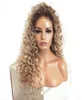 Perruque Lace Front Wig synthétique bouclée Blonde sans colle, perruque ombrée avec racine brune, résistante à la chaleur, densité 180, pour femmes noires5625452