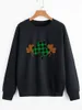 Kvinnors hoodies leopard shamrock tröja st patricks dag tröjor lyckliga klöver tröjor kvinnor mode bomull casual vintage topp