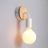 Wall Lamps LED Nordic Vintage Simple Iron Bedroom Children Room Dining Decor Bar Indoor E27 Light Bulb Retro Wood Bending