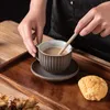 Potrawy kawy Ceramiczny zestaw z łyżką naczynia osobisty kubek popołudniowy herbata pionowe paski łagodne luksusowe retro