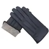 Winter Mens Deerskin Gloves Wrist Fashion Genuine Deerskin Gloves Wool Lining Machine Sewing Warm Driving Riding Col240125