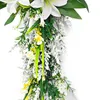 Dekorativa blommor Easter Lilac Cross Wreath Artificial Flower Ytterdörrprydnad för väggmantel