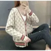 Veste pull tricoté Vintage imprimé pour femmes, mode coréenne Chic à manches longues, luxe Ggity Lette Cardigan manteau vêtements élégants 2024