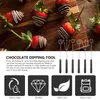 Dinnerware Sets 6 Pcs Cake Kit Chocolate Fork Kitchen Gadgets Stainless Steel Dipping Forks Dessert BBQ Baking Tool Supplies