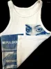 T-shirt da donna Street Portrait Ragazza a righe Moda sexy senza maniche con spalle scoperte Canotta attillata da bambino slim fit Y2K Stile corto estetico