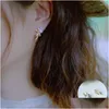 Stud Earrings 925 Sterling Sier Pearl Bowknot For Women Girl Cute Smooth Vintage Design Jewelry Birthday Gift Drop Delivery Dhkip