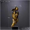Аксессуары для декоративно-прикладного искусства для украшения дома Тишина - золото Статуя человеческого лица Scpture Абстрактная африканская доставка сада Dhfth
