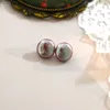 Stud Earrings ASHIQI Purple Natural Freshwater Pearl 925 Sterling Silver Fashion Jewelry Gifts For Women