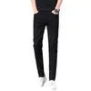 Men's Pants Men Trousers Business Style Slim Fit With Elastic Pockets Breathable Fabric For Comfortable All-day Wear Reinforced