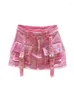 Skirts Short Mini Denim Skirt For Women European Goods Workwear With Pocket Female Younger Fashion Pink ALine 2024 Spring Slim Fi