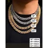 necklace moissanite chain Iced Out Hiphop Pass Tester 15Mm Sier Gold Plated Baguette Moissanite Cuban Link Chain
