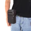 Midjepåsar Casual Men Cow Leather Pure Color Multi Layers Wallet Bag Coin Phone