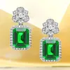 Boucles d'oreilles à clous en argent Sterling 925, fleur personnalisée, incrustée de lumière de Jade artificielle, bijoux de luxe pour mariage