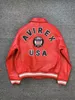 Brand Red Yellow Bomber Jacket USA Size AVIREX Casual Thick Sheepskin Leather Flight Suit Cool Jackets Top Varsity Jacket Vintage Leathe 5476