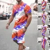 Lauf-Sets, kurzes 2-teiliges Herren-Outfit, amerikanische Flagge, komplette Anzüge für Herren, Slim-Fit-Weste, Hosen-Set, Smoking-Anzug, Party