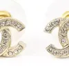 Channel Stud Earrings Mini 1.15cm Size 18k Gold Plated Silvery Diamond Earings for Womens Never Fade