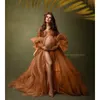 Gold Maternity Gowns for Pregnancy Photo Shoot Long Sleeve Girls Photography Babyshower Dresses Bathrobe Wear