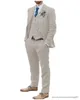 Męskie garnitury Blazers Nowy projekt projektowania Mężczyźni garnitury Linen Notoched Lapel Slim Fit Set PROM MASCULININIONA TUXEDO Custom Wear 3 szt. Kurtka+kamizelka+spodnie