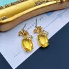 Pendientes De Botón Adorno Vintage Antiguo Medio Qingdao Fábrica Cristal Color Oval Flor Piña Lindo Tridimensional