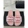 2024 Black Patent Letters Slippers Slides Sandal Mules Embossed Signature Channel White Flip Flops Women Ladies Summer Shoes Fashion Flats Paris Shoes