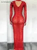 Stage Wear Rhinestone Costume Latin Dance Dress Female Professional Competition For Women Girls Sexy Backless Red Fringed Skirt