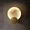 Lampy ścienne Nordic okrągły marmur LED Nowoczesne proste mosiądz/żelazo kreatywne korytarz do sypialni korytarz koryta