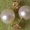 AAA 89mm Natural South Sea White Pearl Earrings 14k20 Gold Marked 240127
