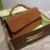 Messenger çanta zinciri omuz çantası kadınlar çanta düz bambu taşınabilir gerçek deri düz bayan cowhide crossbody çantaları cüzdan lette196c