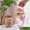 Bouteilles d'eau 1000ml Bouteille pour enfants Tumbler avec St Mug Cup Bear Summer Sport en plein air en plastique filles école mignonne goutte à boire Deliv Dhclg