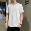 Мужская короткая футболка из ледяного шелка с половиной рукавов, летняя быстросохнущая горячая одежда из мерсеризованного хлопка с v-образным вырезом