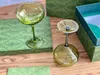 All-Match Retro Green Wave Edge High Foot Middle Ancient Glass Ving Glass Glass Goblet Home Gifts