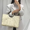 Totes Wooden ring Portable Women straw Bag Korean Foreign of Corn Skin RETRO Art Beac Travel Pictures Props Straw MoonH24219