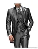 Costumes pour hommes Blazers gris anthracite costume pour hommes revers à pointe 3 pièces 1 bouton smokings de marié costume de mariage pour hommes ensemble sur mesure (veste + pantalon + gilet)