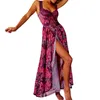 Robes décontractées Femmes Boho Cap Manches Maxi Robe Y2K Imprimé Floral Dos Nu Corset Fête Pour La Plage Cocktail Été Streetwear