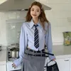 Camicette da donna MEXZT Preppy Camicie bianche corte Donna Moda coreana Jk Cravatta Camicetta a maniche lunghe Studente College Retro Solid Slim All Match