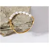 Bangle Yup Luxury Natural Freshwater Pearls Rostfritt stål 18K Guld Färgarmband Temperament Fashion Smycken Kvinnor Gift 240130 Dr DHCFA